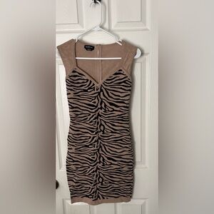 Brown Zebra Print Bodycon Dress